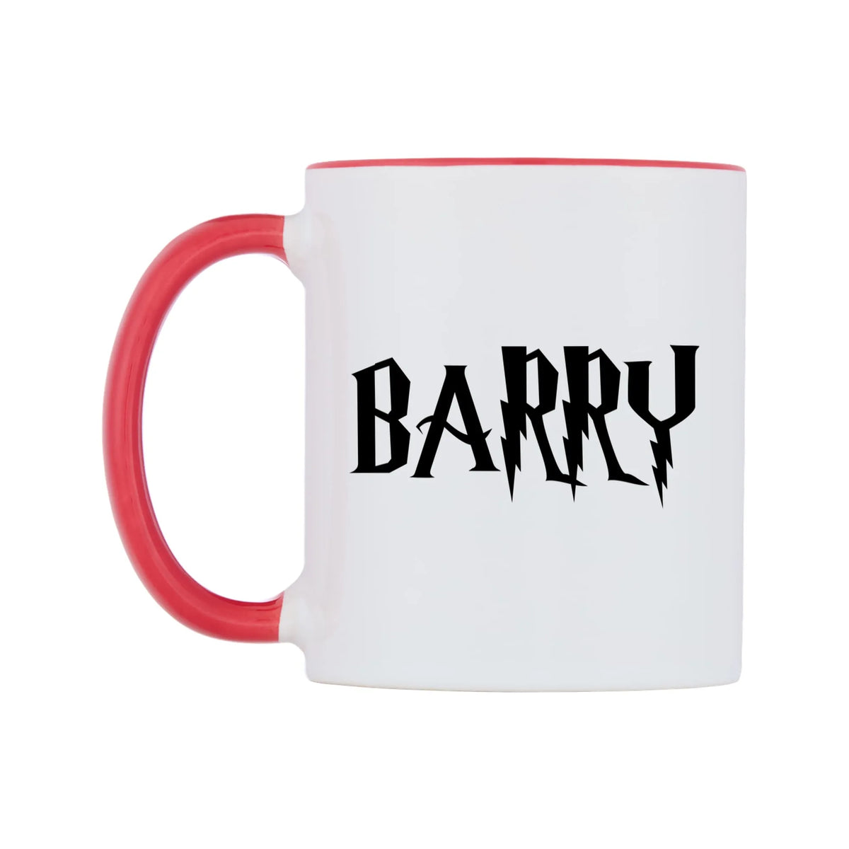 Barry - Wizard Themed Mug — white 11oz gloss mug with a red inside and handle, right side, on a white background