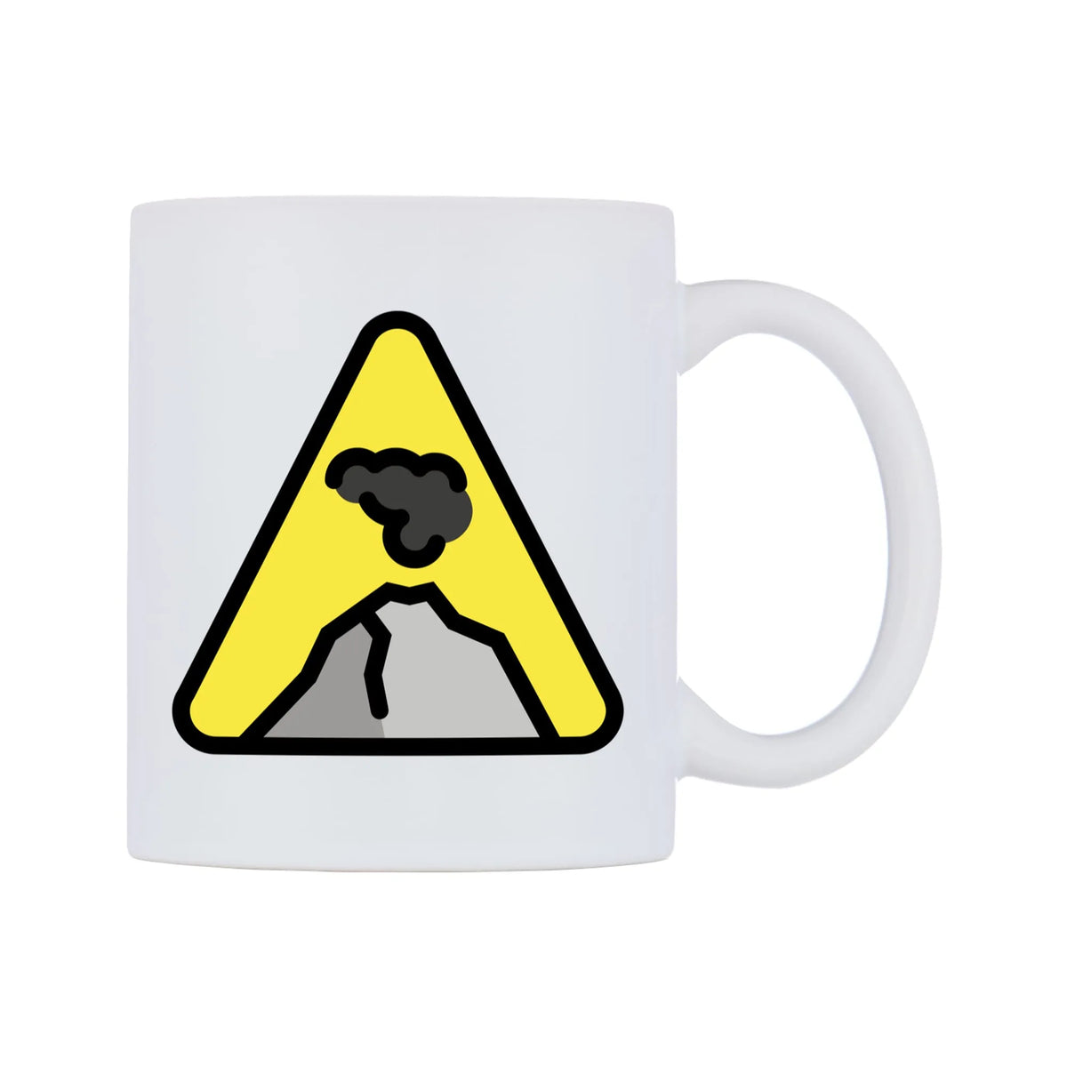 Warning Volcano Emoji Mug — mug, left side, on a white background