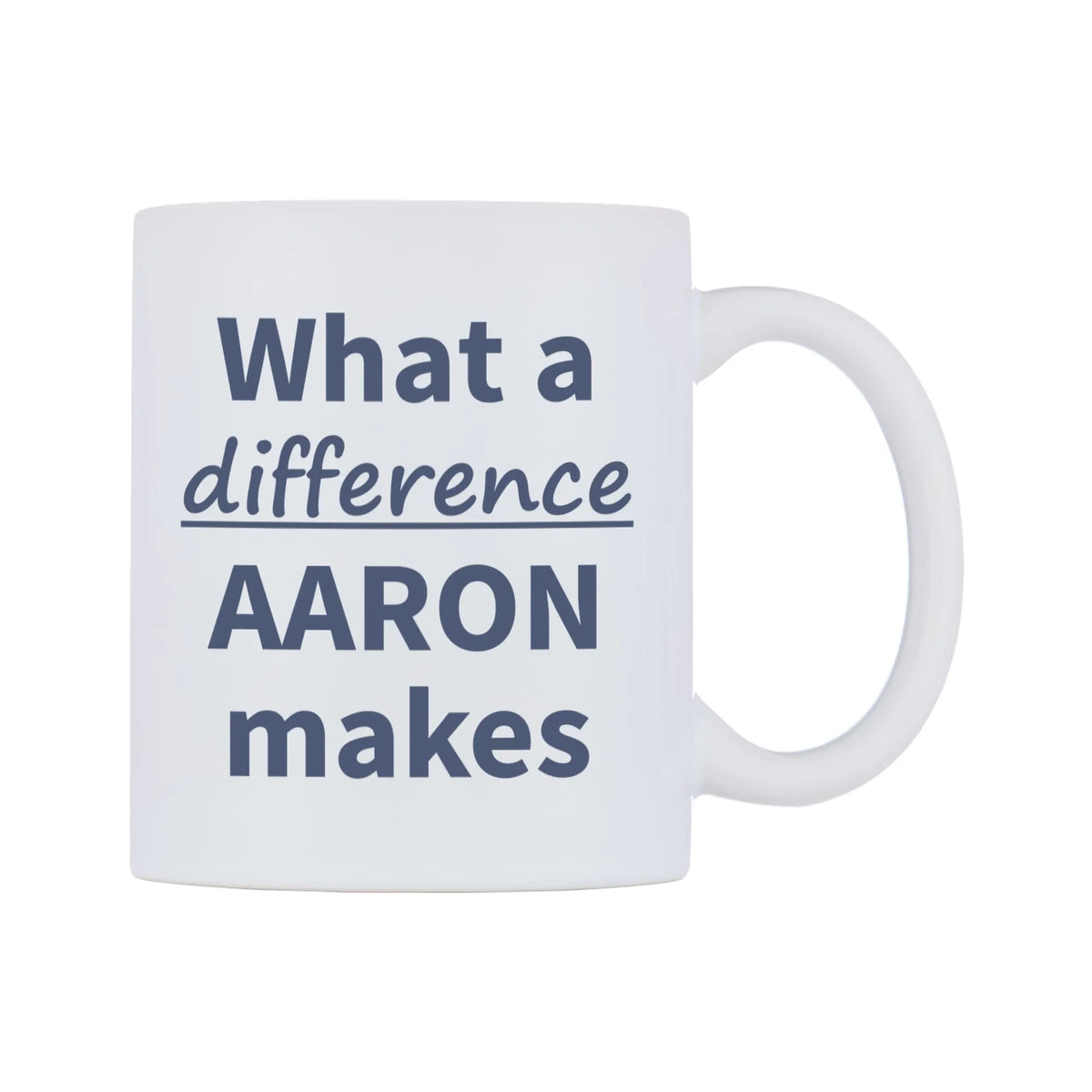 What a difference AARON makes Mug — mug, left side, on a white background