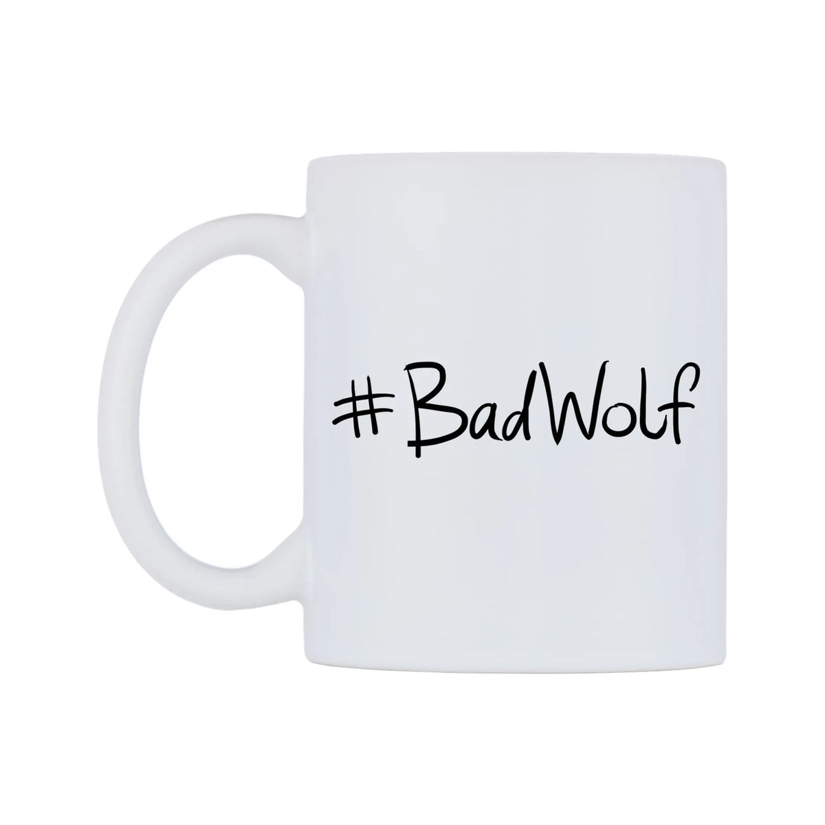 BadWolf Mug — mug, right side, on a white background
