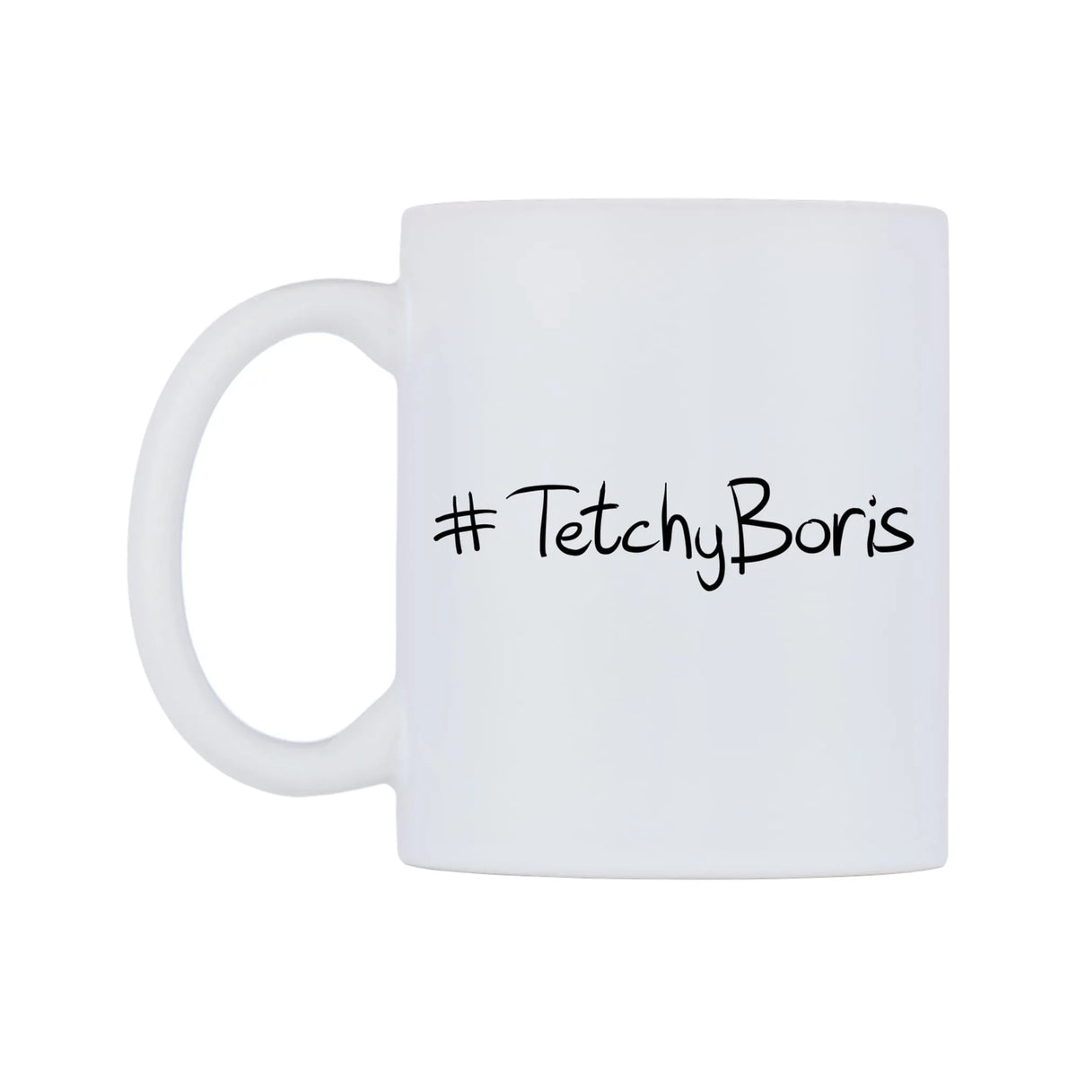TetchyBoris Mug — mug, right side, on a white background
