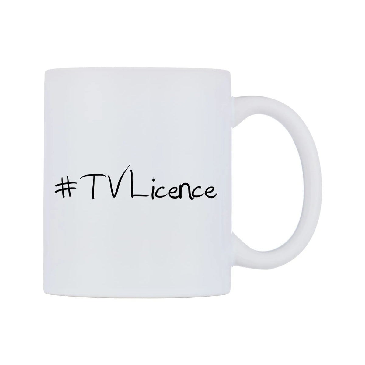 TVLicence Mug — mug, left side, on a white background