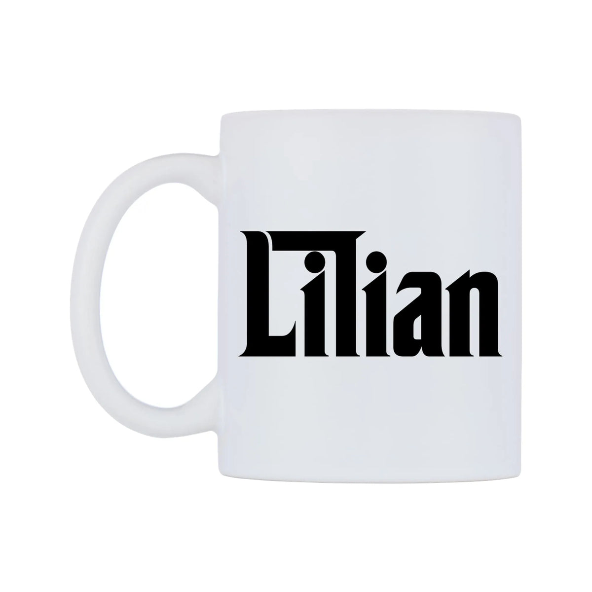 Lilian - Godfather Themed Mug — mug, right side, on a white background
