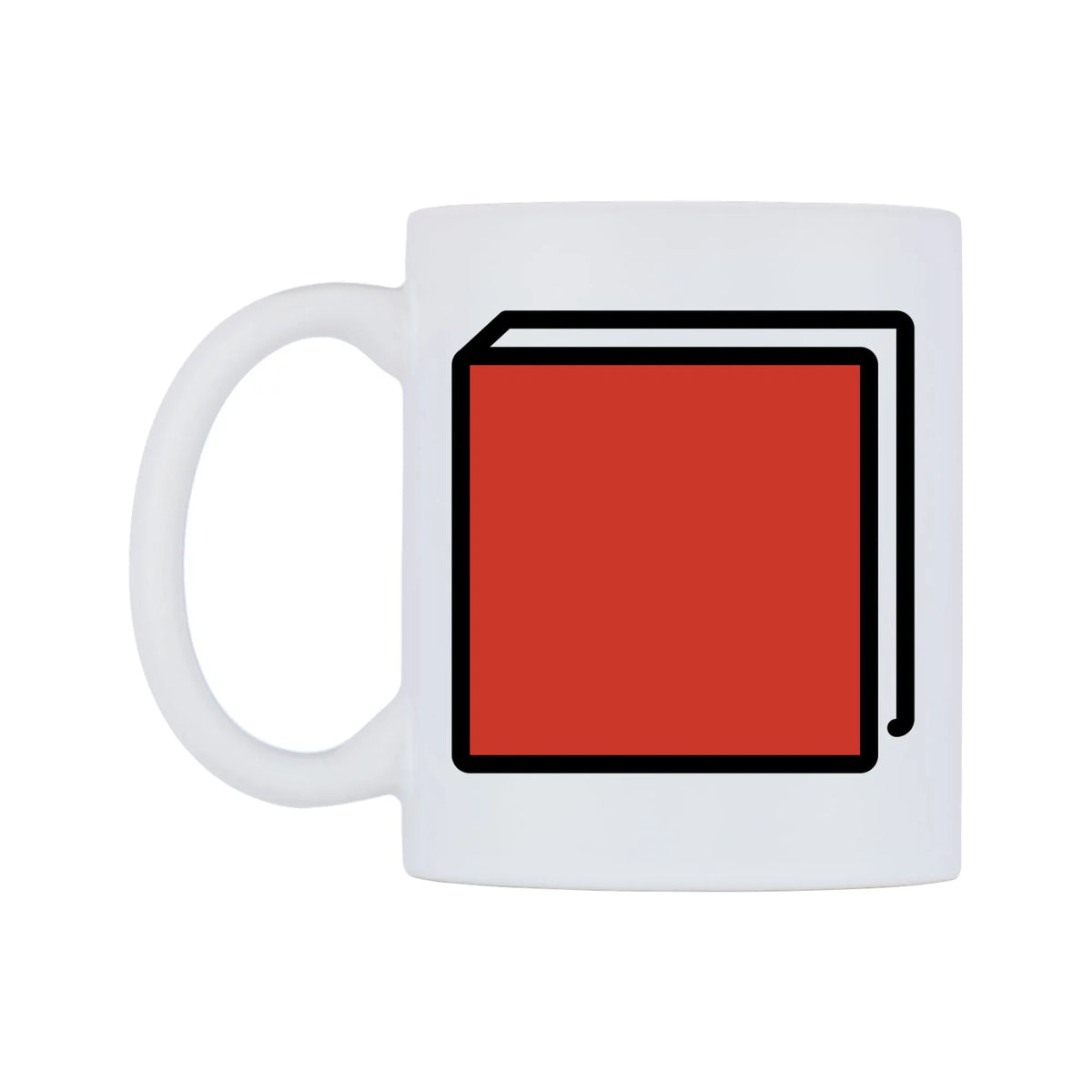 Closed Book Emoji Mug — mug, right side, on a white background