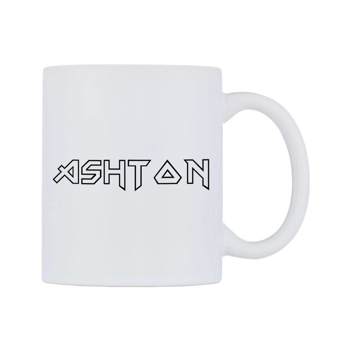 Ashton - Iron Maiden Themed Mug — white 11oz gloss mug, left side, on a white background
