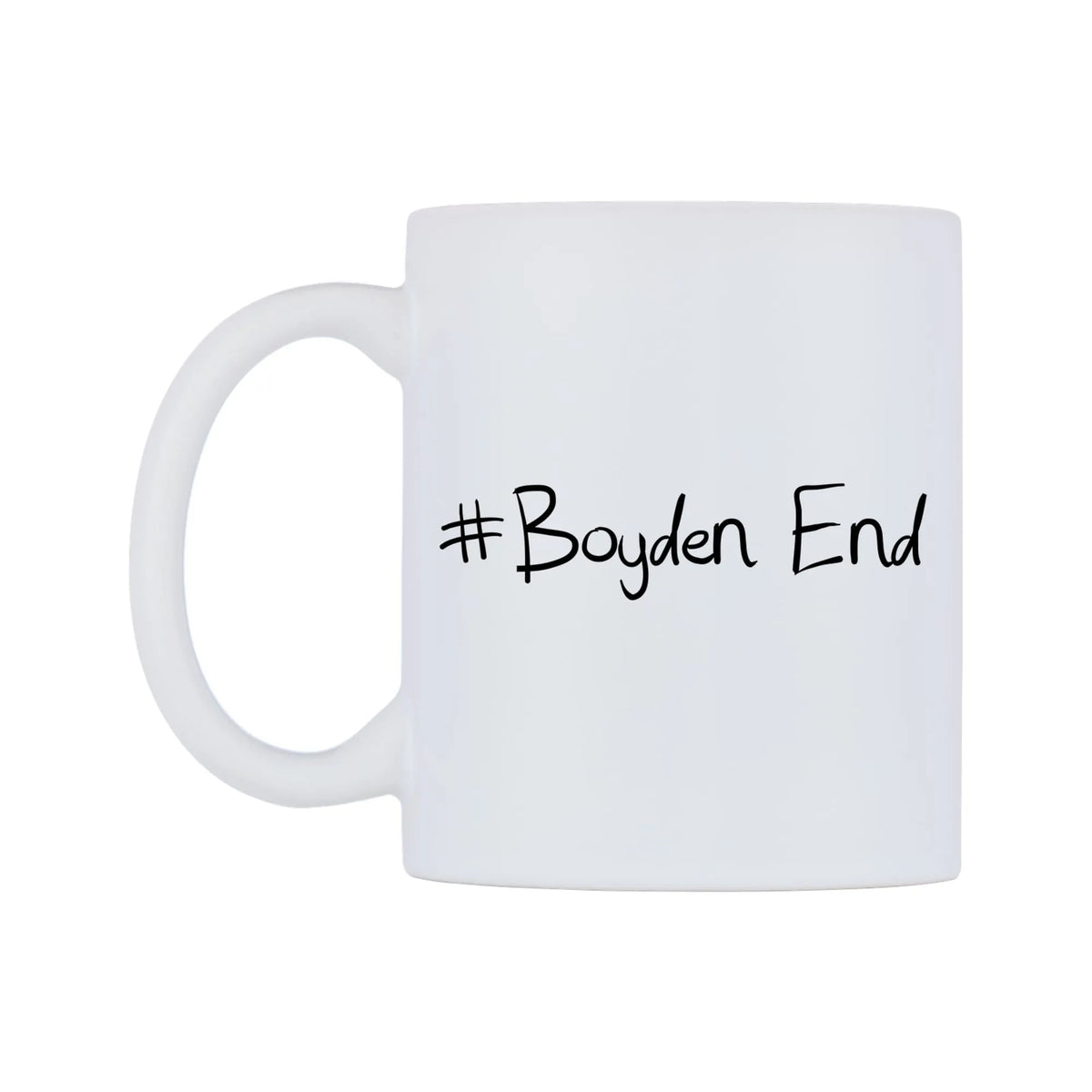 Boyden End Mug — mug, right side, on a white background