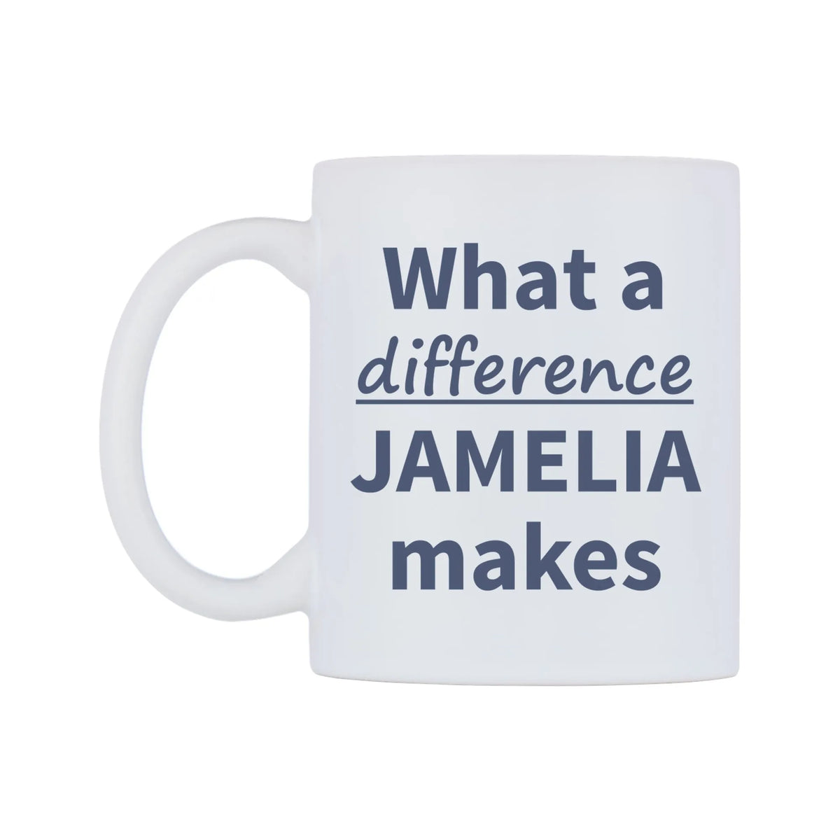 What a difference JAMELIA makes Mug — mug, right side, on a white background