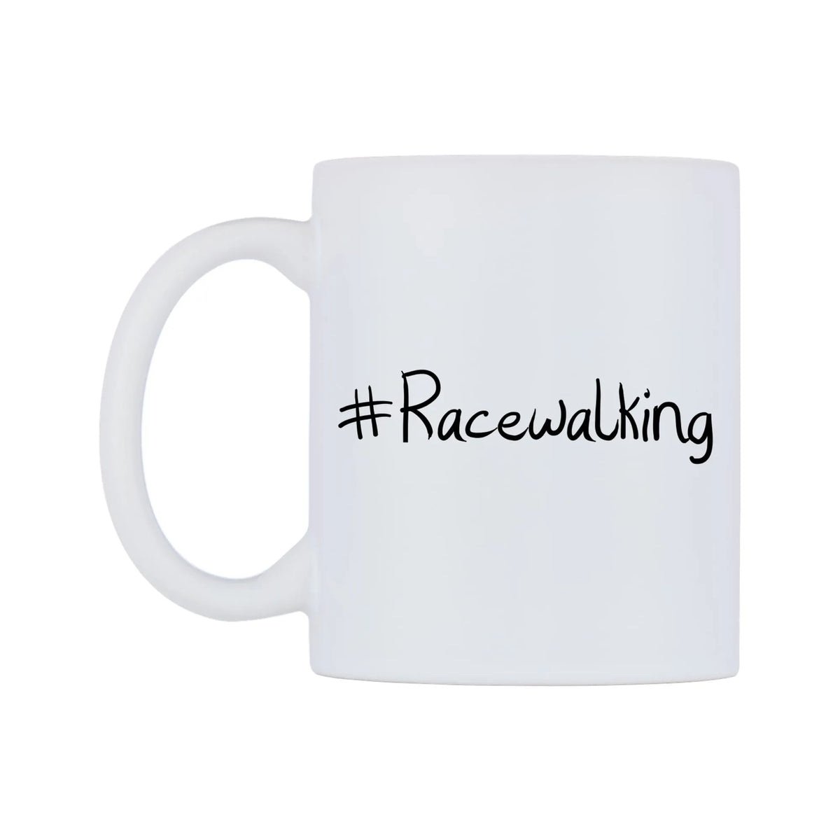 Racewalking Mug — mug, right side, on a white background