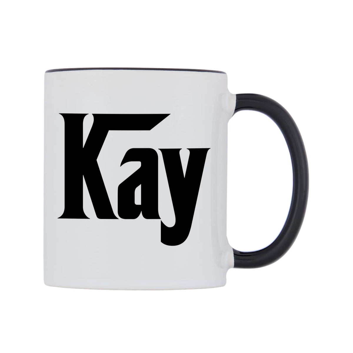 Kay - Godfather Themed Mug — white 11oz gloss mug with a black inside and handle, left side, on a white background