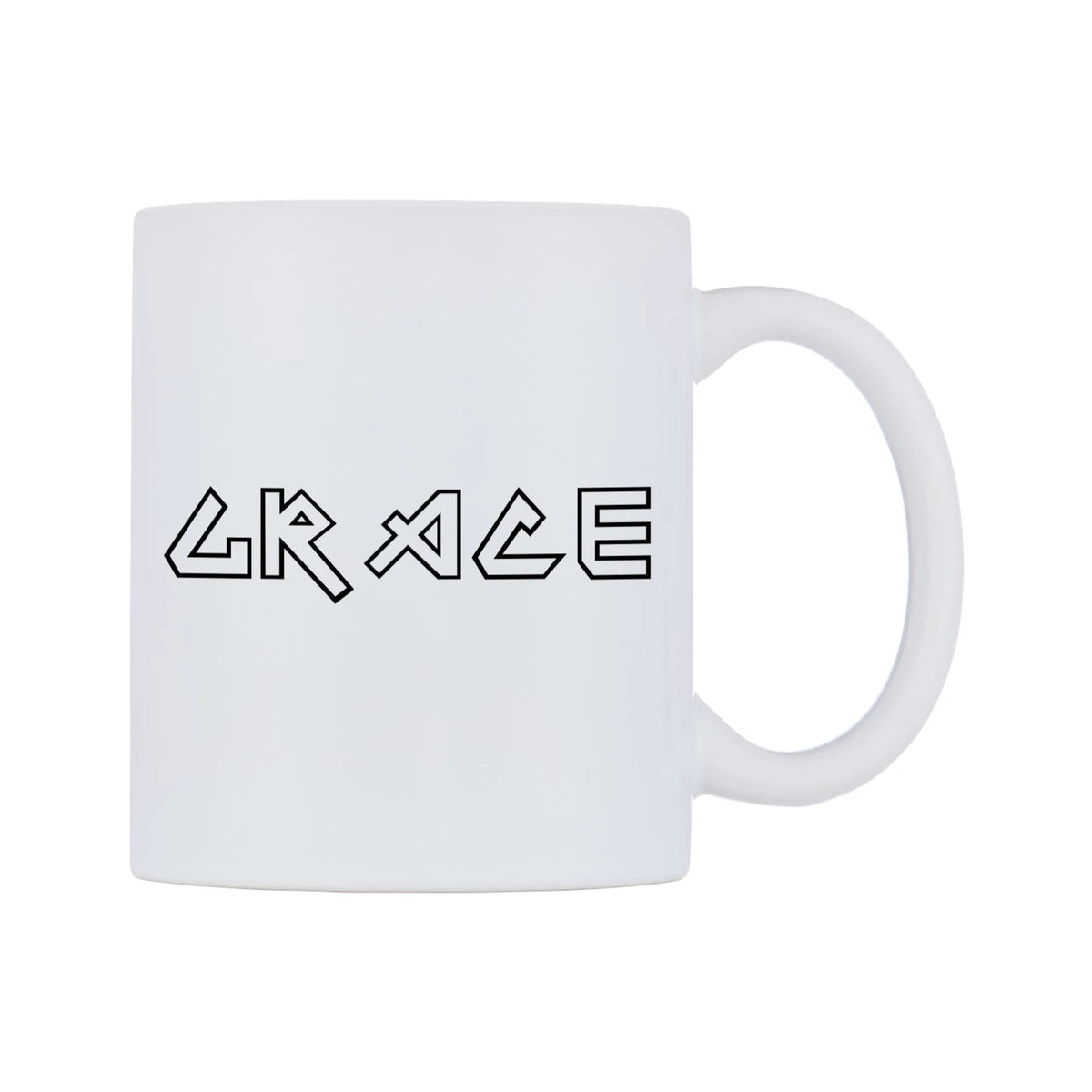 Grace - Iron Maiden Themed Mug — white 11oz gloss mug, left side, on a white background