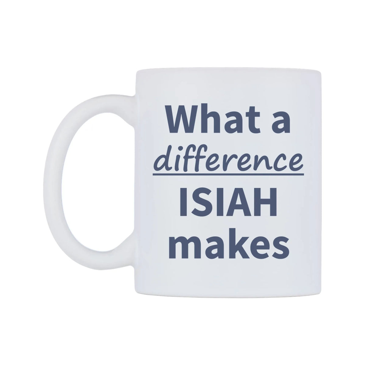 What a difference ISIAH makes Mug — mug, right side, on a white background