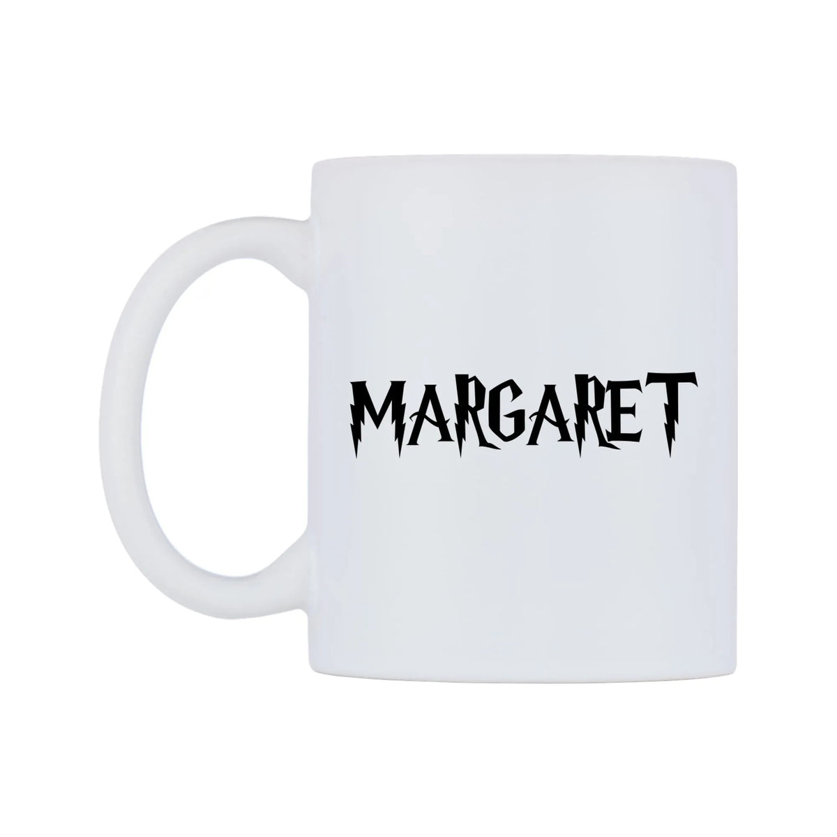 Margaret - Wizard Themed Mug — white 11oz gloss mug, right side, on a white background