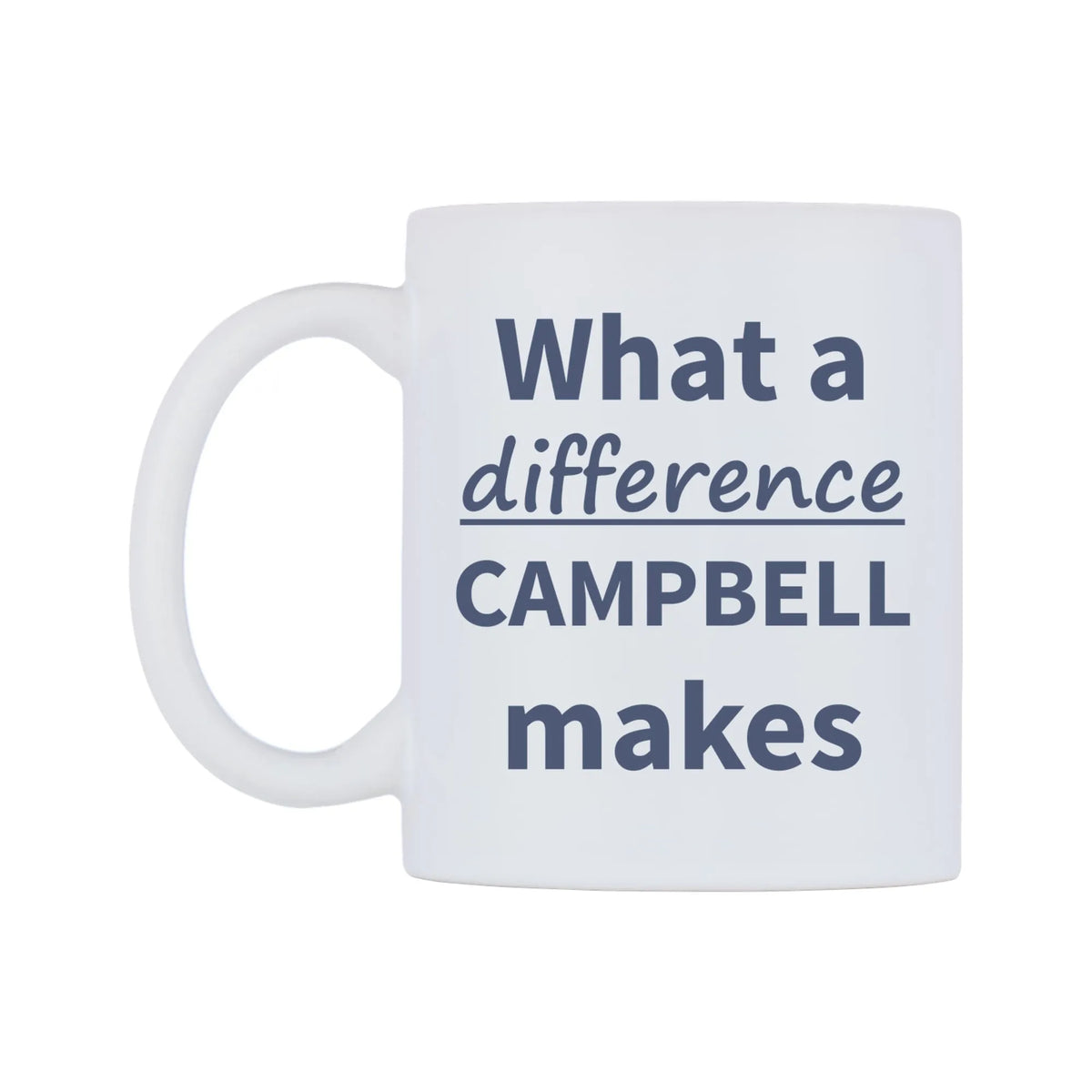 What a difference CAMPBELL makes Mug — mug, right side, on a white background