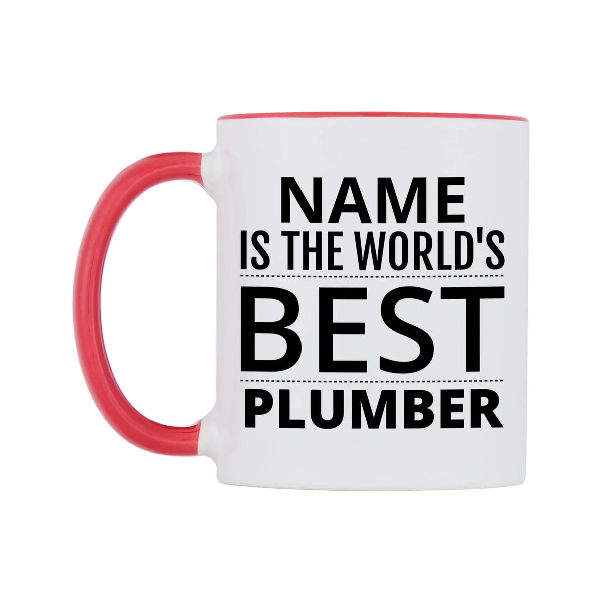 World's Best Personalised Mug — white 11oz gloss mug with a red inside and handle, right side, on a white background