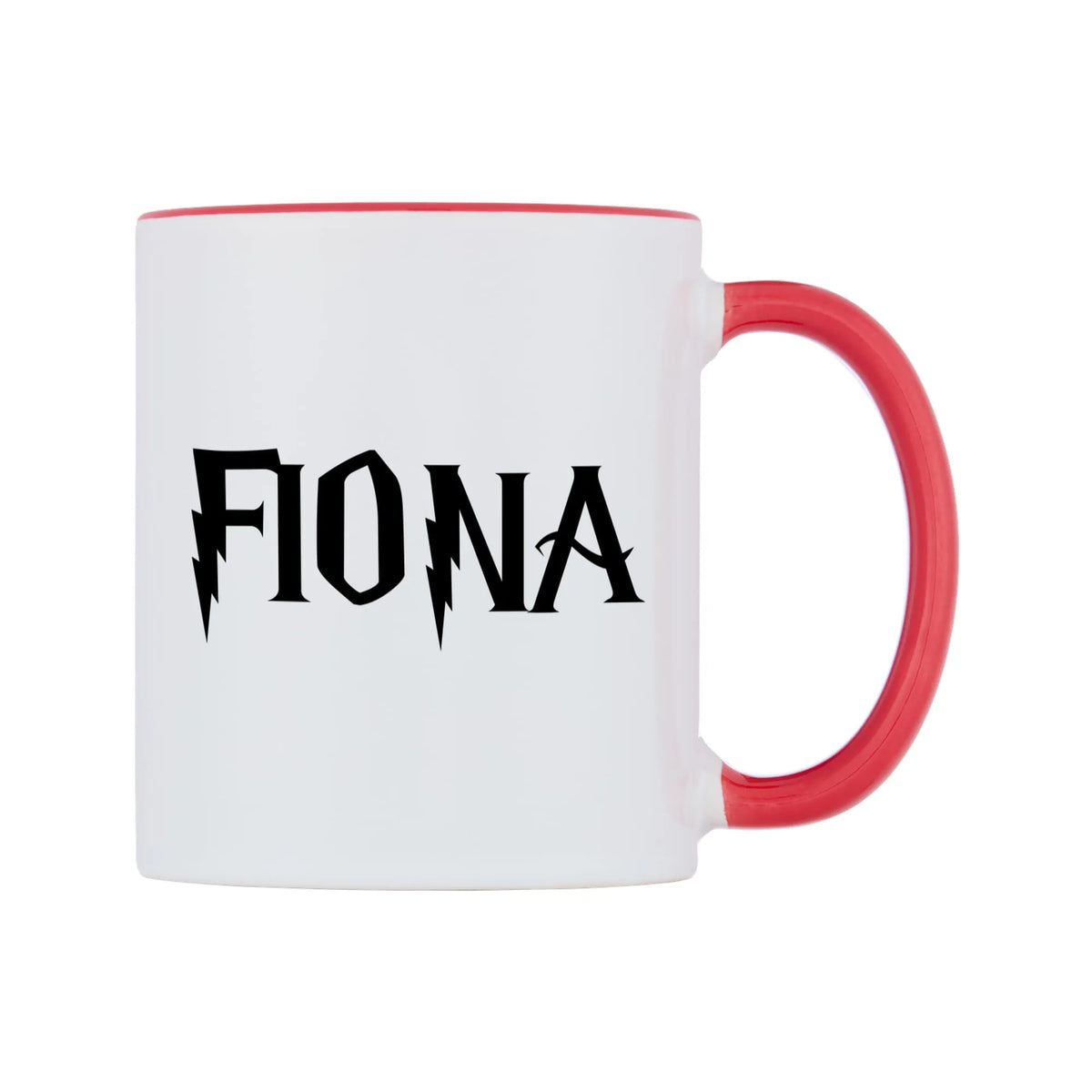 Fiona - Wizard Themed Mug — white 11oz gloss mug with a red inside and handle, left side, on a white background