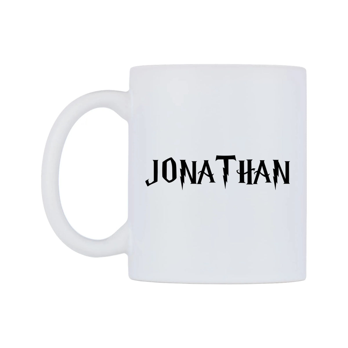Jonathan - Wizard Themed Mug — white 11oz gloss mug, right side, on a white background