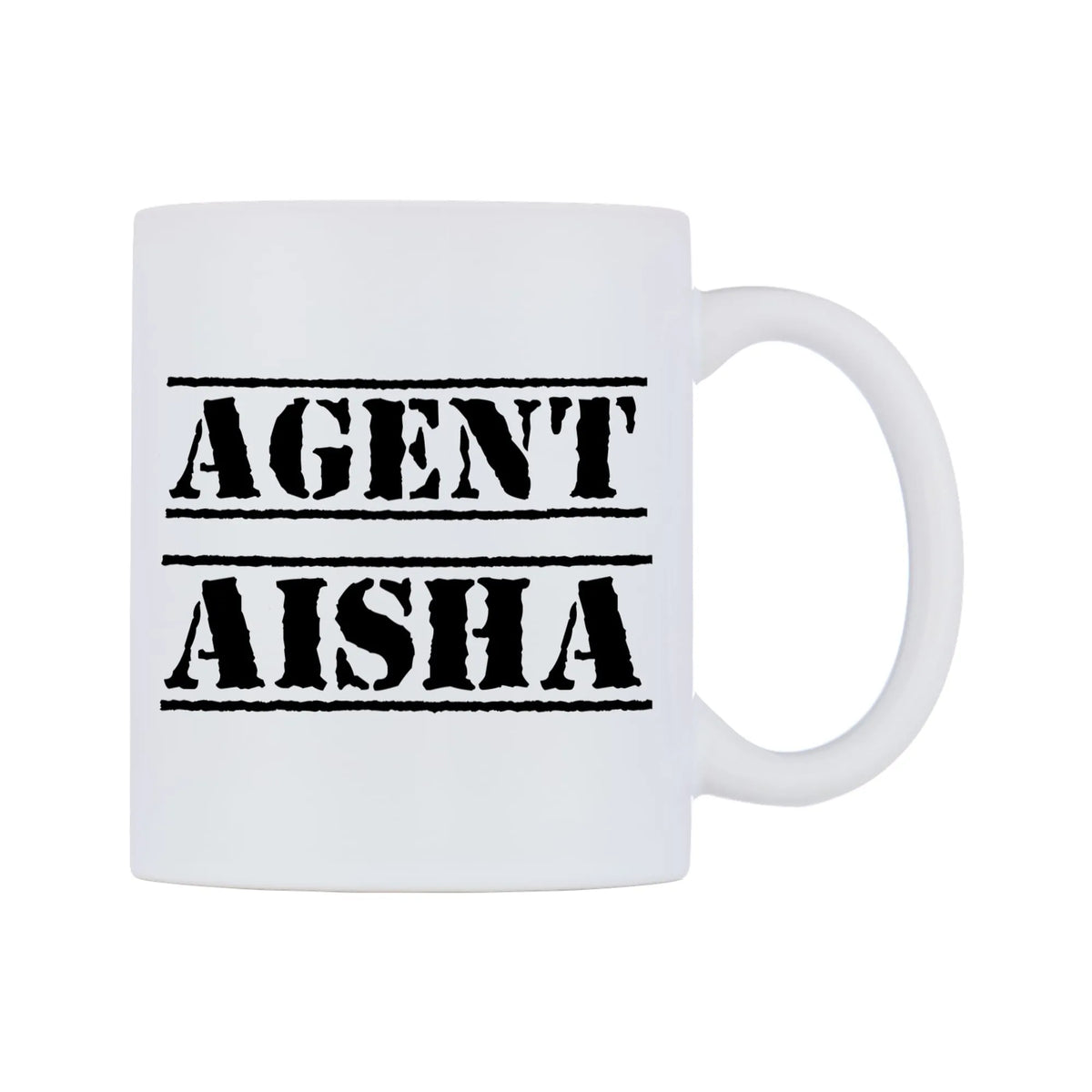 Agent Aisha Mug — mug, left side, on a white background