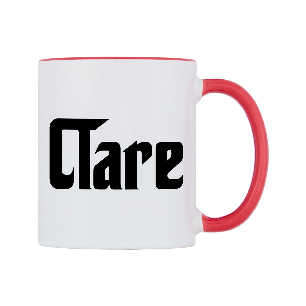 Clare - Godfather Themed Mug — white 11oz gloss mug with a red inside and handle, left side, on a white background