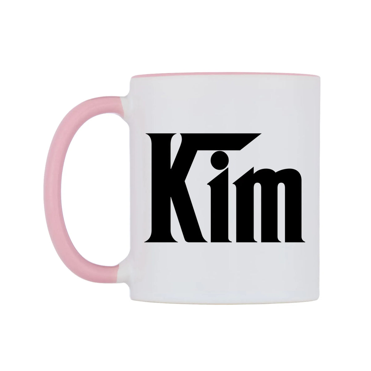 Kim - Godfather Themed Mug — white 11oz gloss mug with a pink inside and handle, right side, on a white background