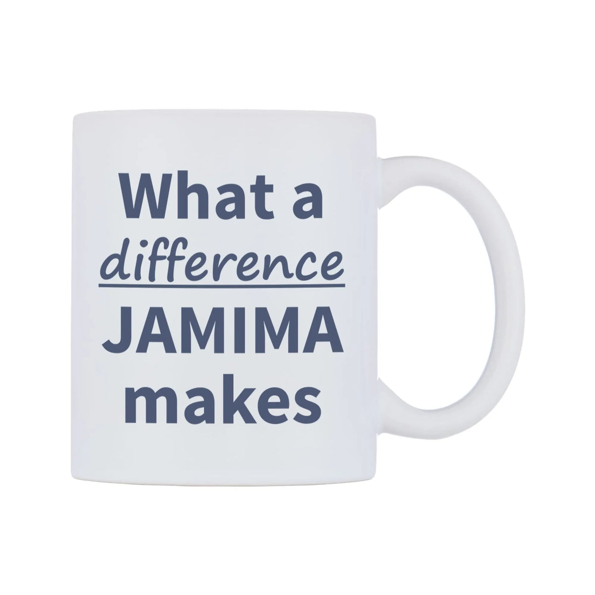 What a difference JAMIMA makes Mug — mug, left side, on a white background