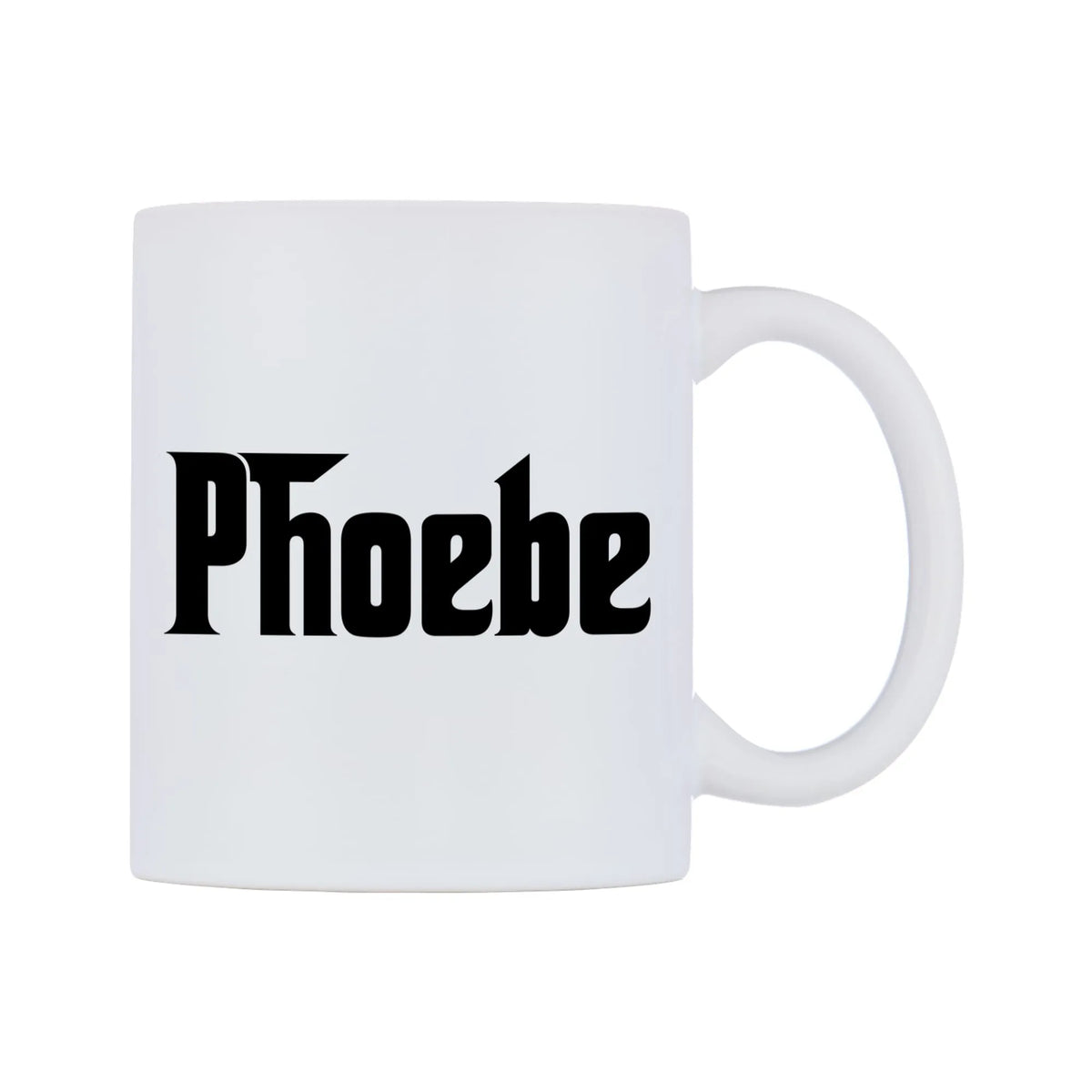 Phoebe - Godfather Themed Mug — mug, left side, on a white background