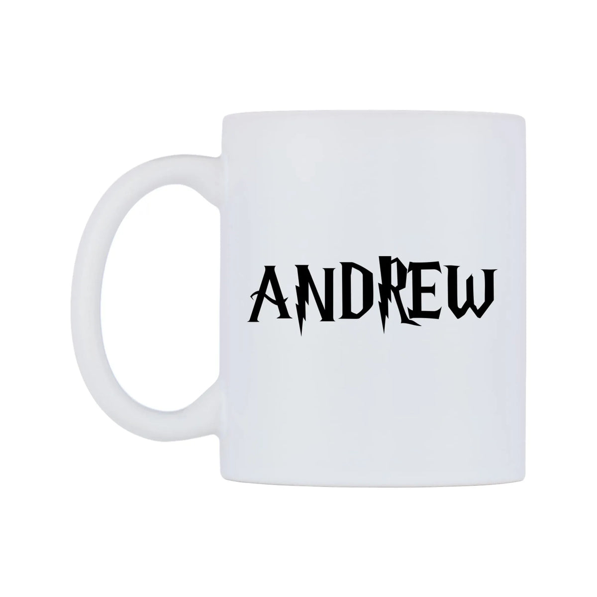 Andrew - Wizard Themed Mug — white 11oz gloss mug, right side, on a white background
