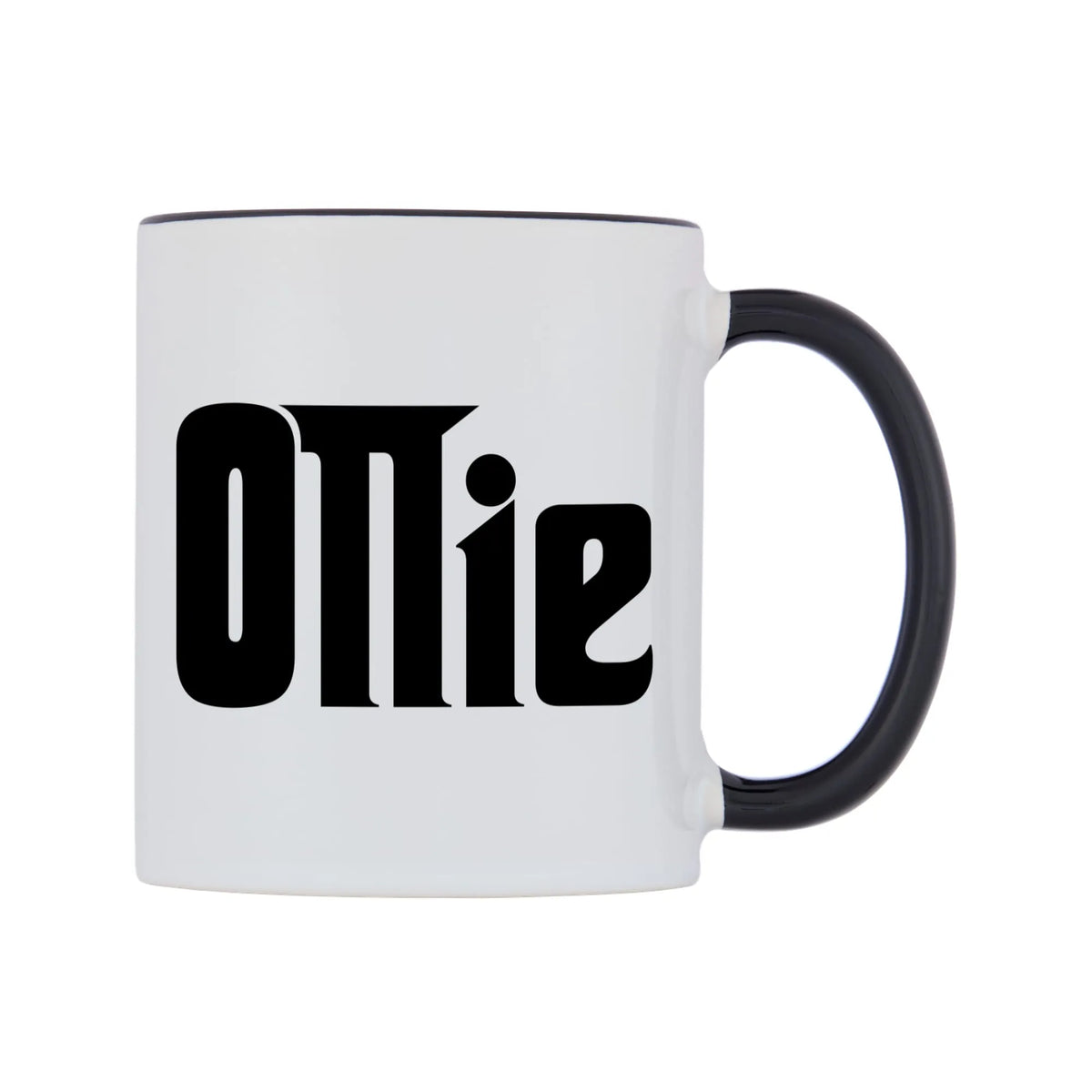 Ollie - Godfather Themed Mug — white 11oz gloss mug with a black inside and handle, left side, on a white background
