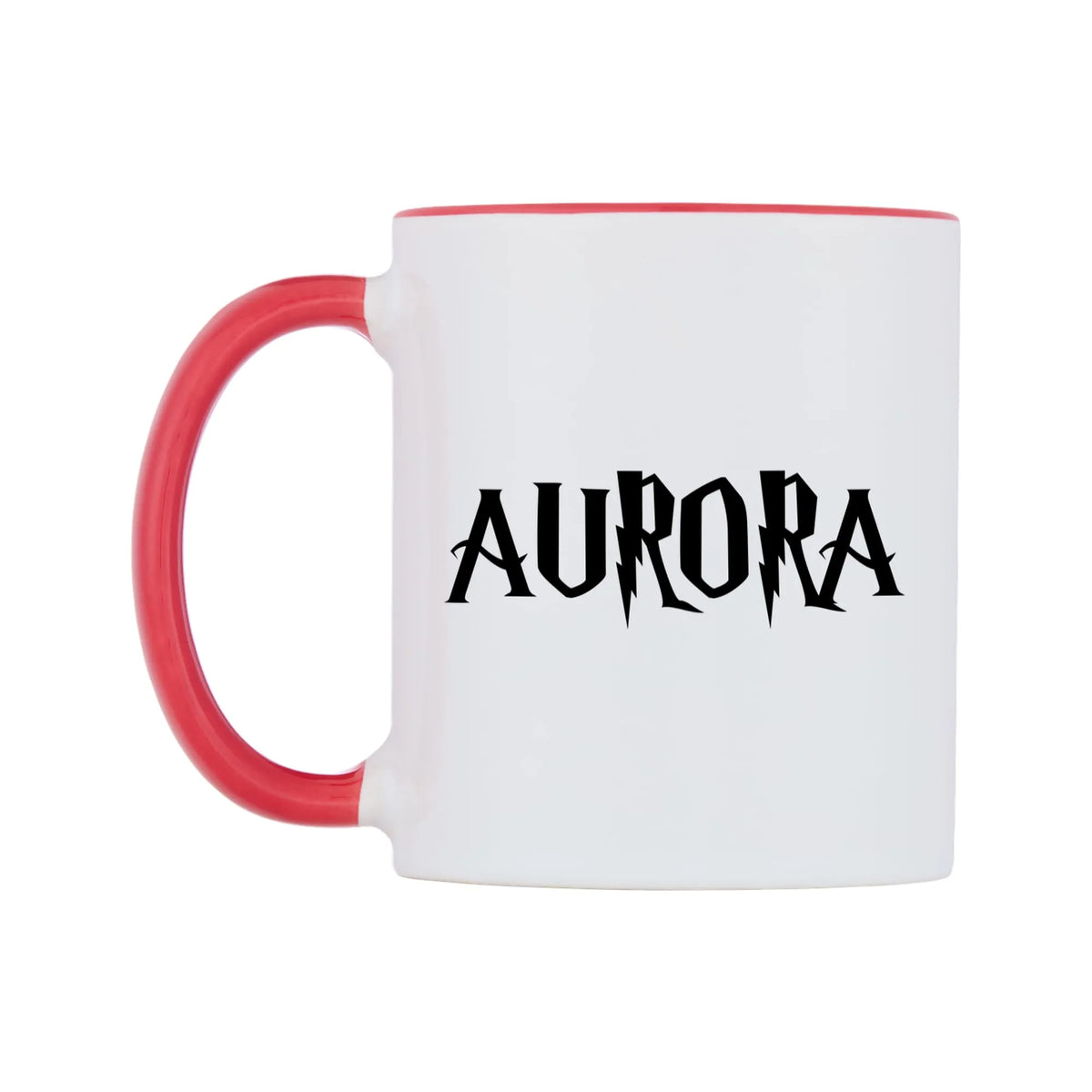 Aurora - Wizard Themed Mug — white 11oz gloss mug with a red inside and handle, right side, on a white background