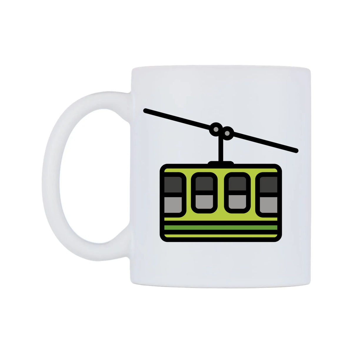 Mountain Cableway Emoji Mug — mug, right side, on a white background