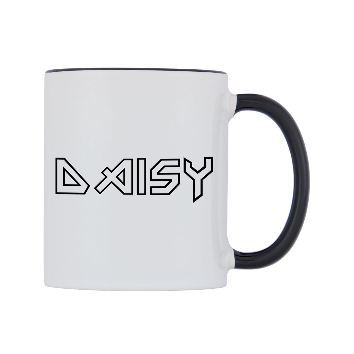 Daisy - Iron Maiden Themed Mug — white 11oz gloss mug with a black inside and handle, left side, on a white background