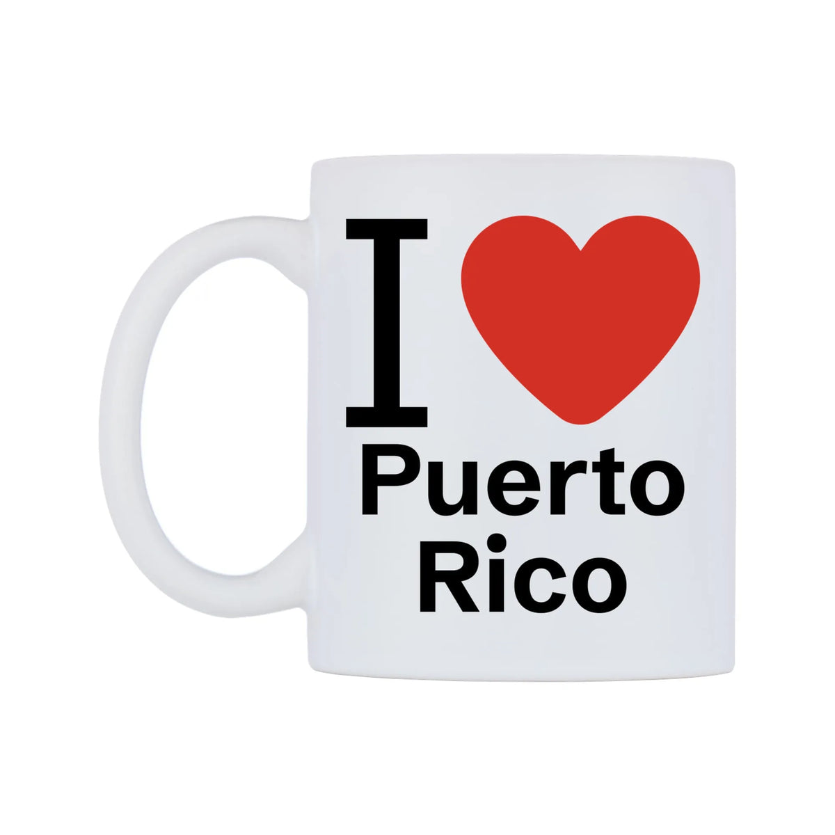 I Love Puerto Rico Mug — mug, right side, on a white background