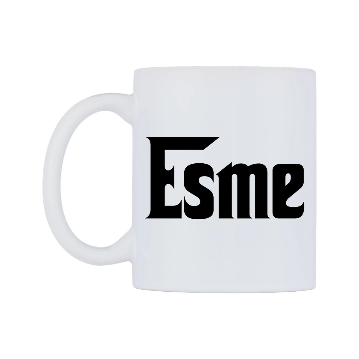 Esme - Godfather Themed Mug — white 11oz gloss mug, right side, on a white background
