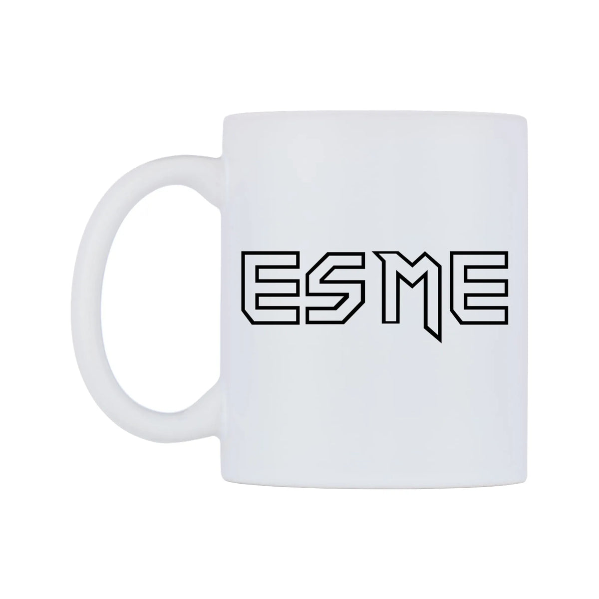 Esme - Iron Maiden Themed Mug — white 11oz gloss mug, right side, on a white background