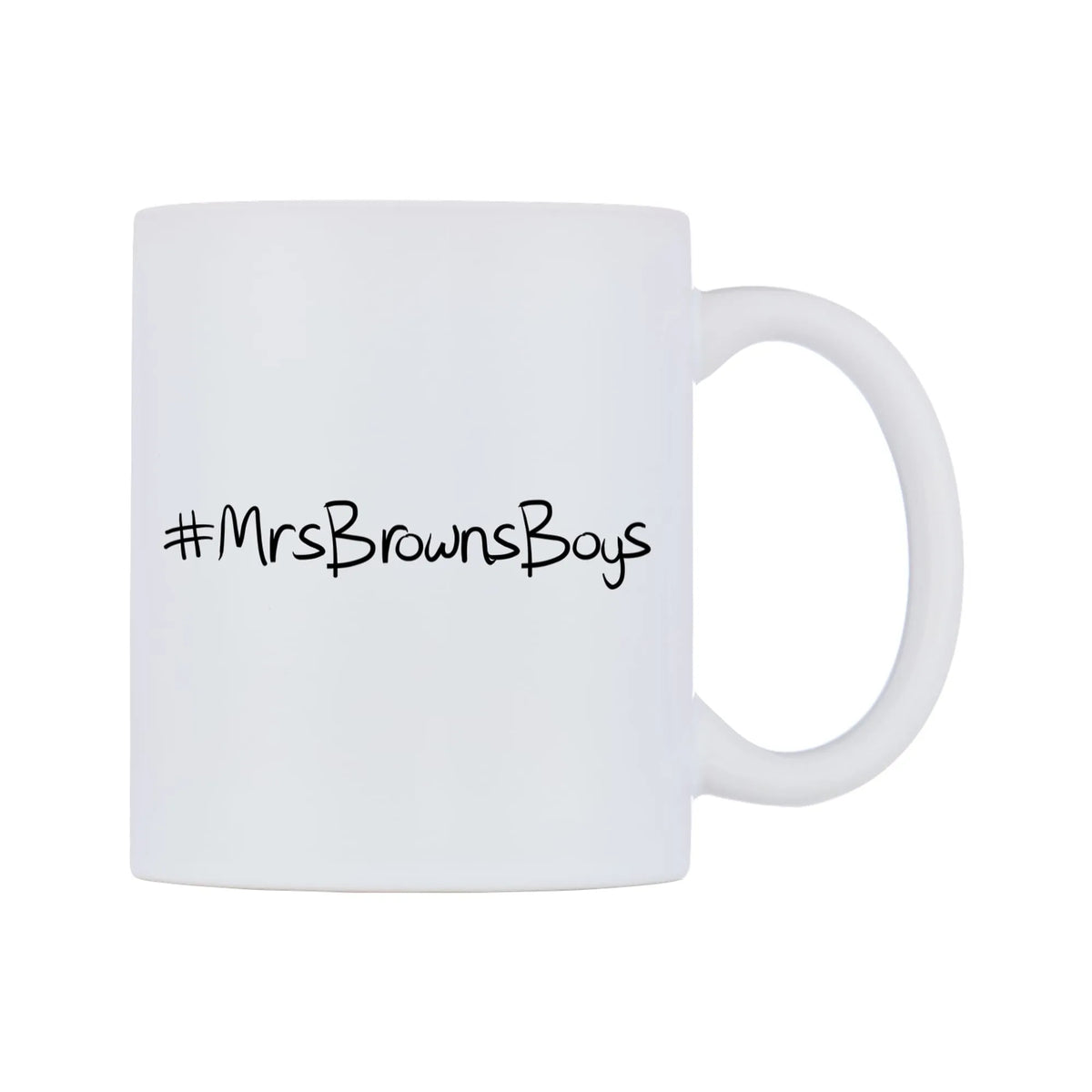 MrsBrownsBoys Mug — mug, left side, on a white background
