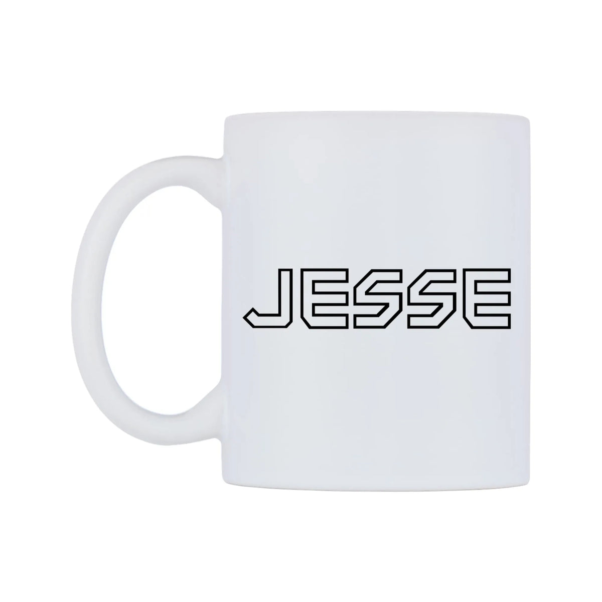 Jesse - Iron Maiden Themed Mug — white 11oz gloss mug, right side, on a white background