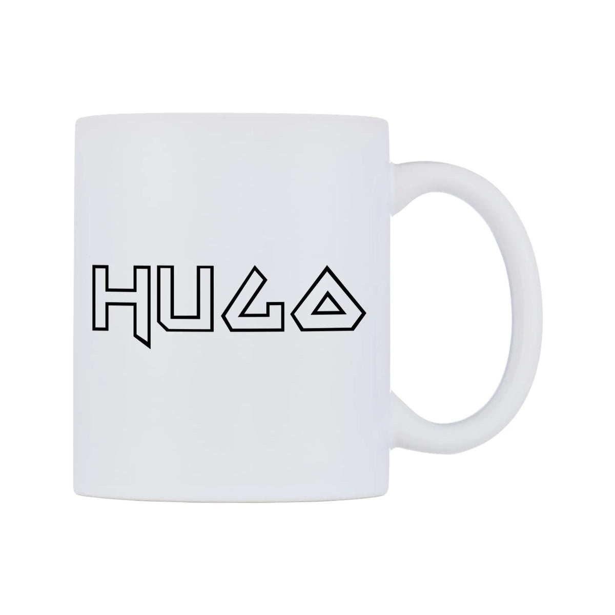 Hugo - Iron Maiden Themed Mug — white 11oz gloss mug, left side, on a white background