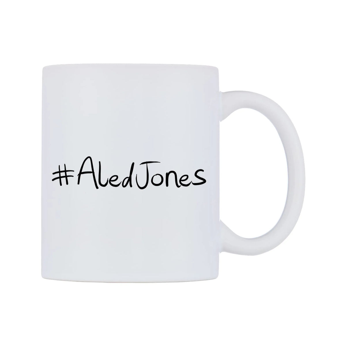 AledJones Mug — mug, left side, on a white background