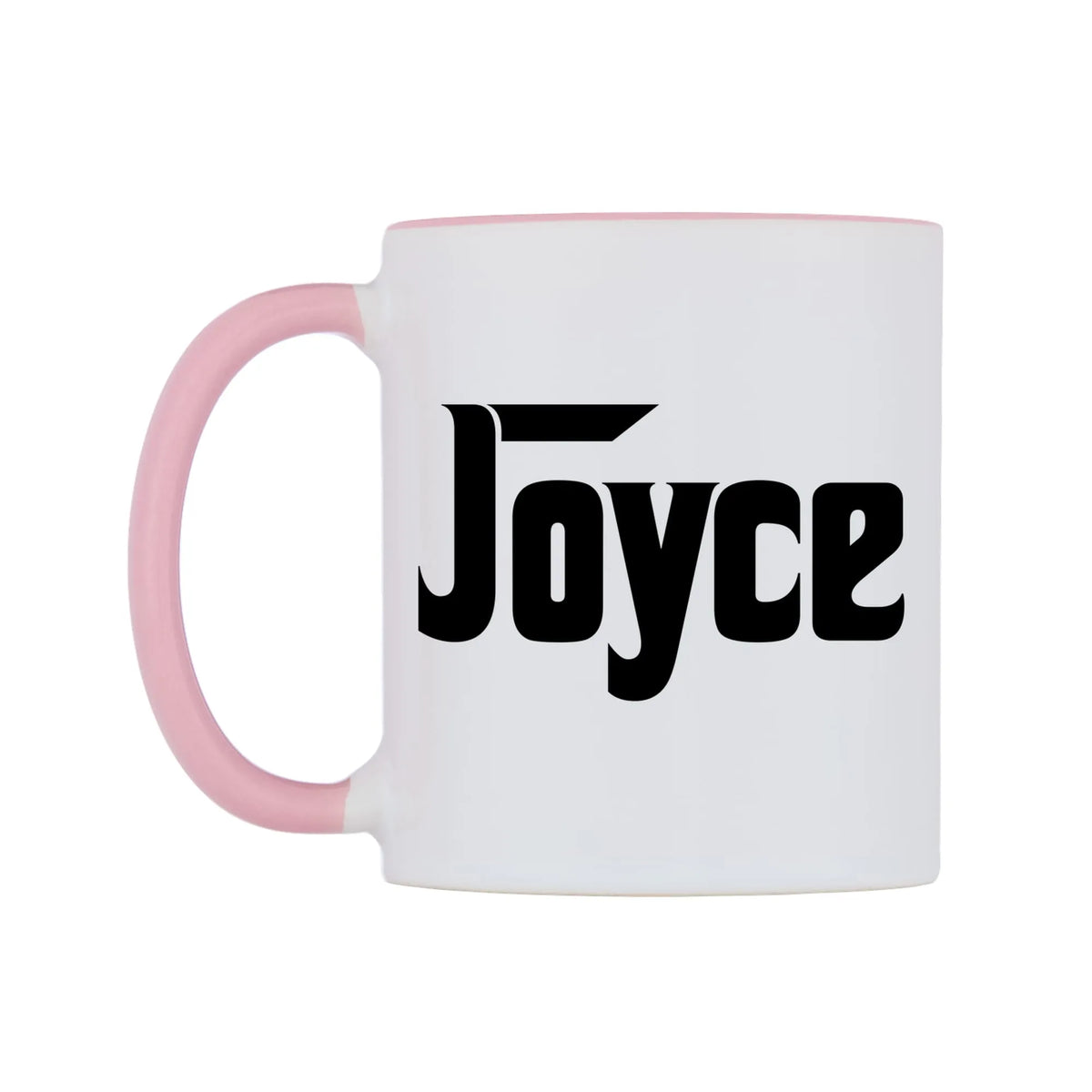 Joyce - Godfather Themed Mug — white 11oz gloss mug with a pink inside and handle, right side, on a white background