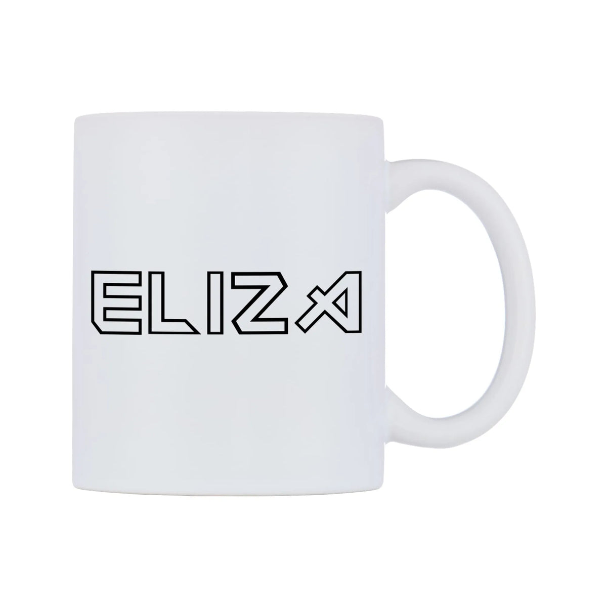 Eliza - Iron Maiden Themed Mug — white 11oz gloss mug, left side, on a white background