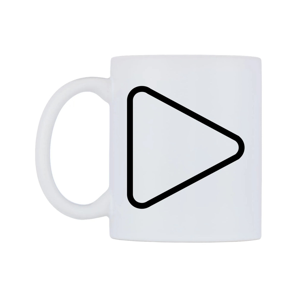 Play Button Emoji Mug — mug, right side, on a white background