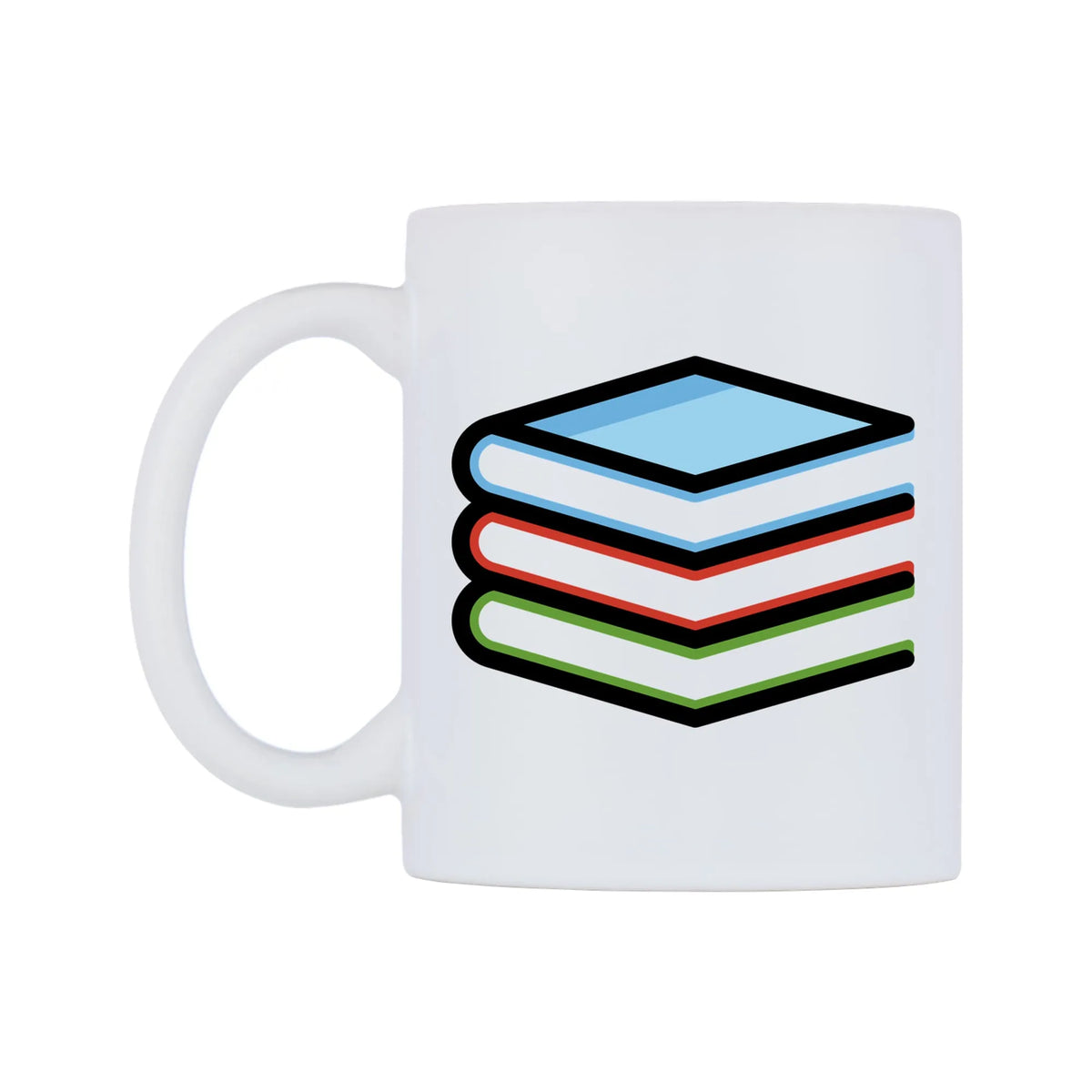 Books Emoji Mug — mug, right side, on a white background