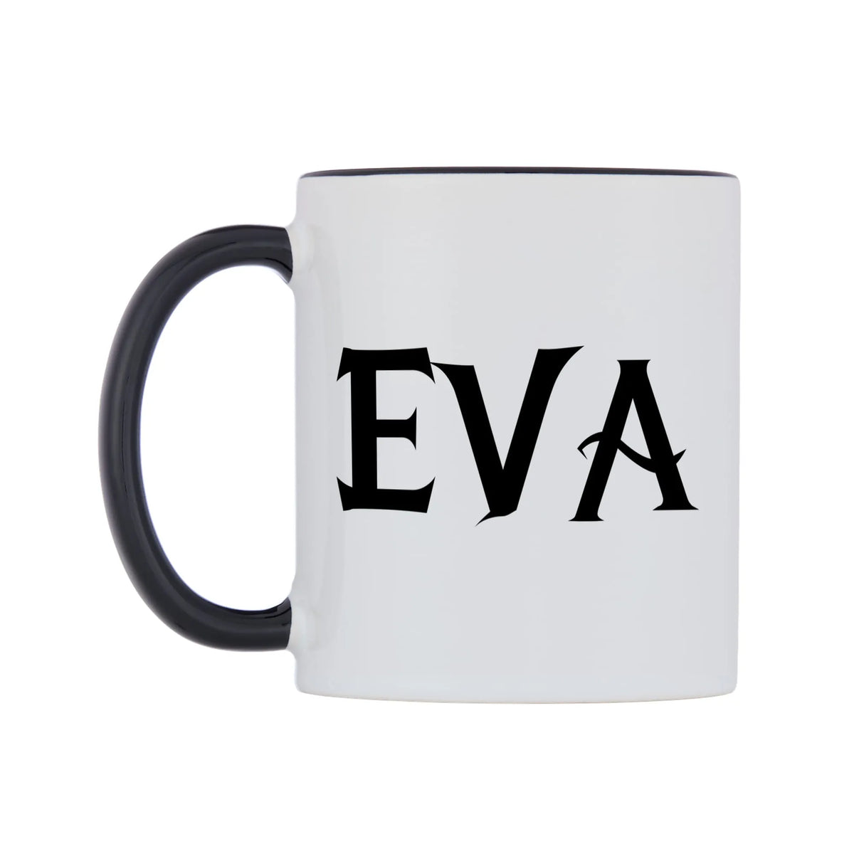 Eva - Wizard Themed Mug — white 11oz gloss mug with a black inside and handle, right side, on a white background