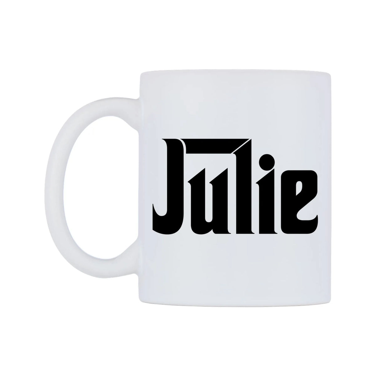 Julie - Godfather Themed Mug — white 11oz gloss mug, right side, on a white background