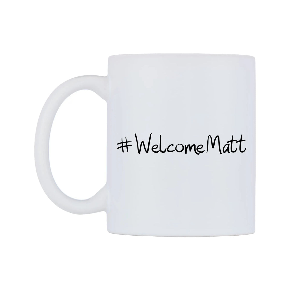 WelcomeMatt Mug — mug, right side, on a white background