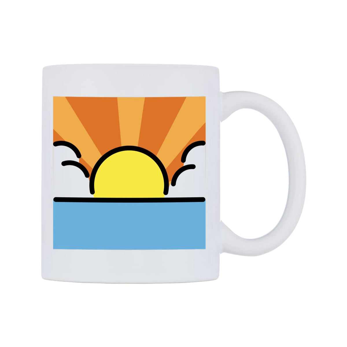 Sunrise Emoji Mug — mug, left side, on a white background
