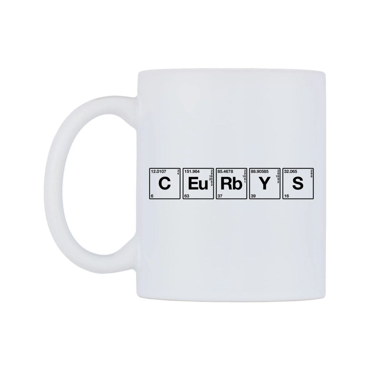 Cerys - Chemistry Themed Mug — mug, right side, on a white background