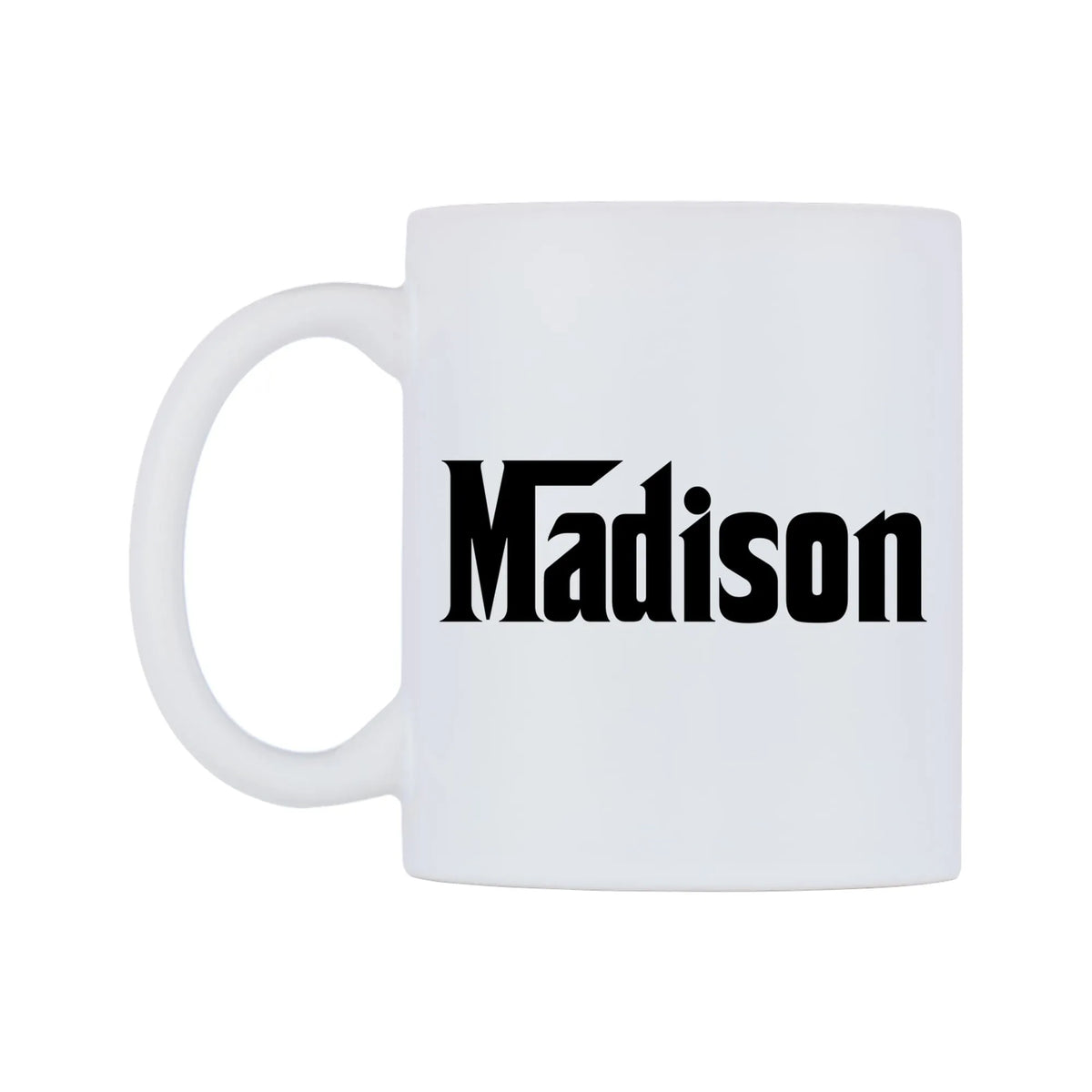 Madison - Godfather Themed Mug — white 11oz gloss mug, right side, on a white background
