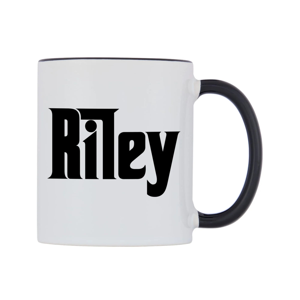 Riley - Godfather Themed Mug — white 11oz gloss mug with a black inside and handle, left side, on a white background