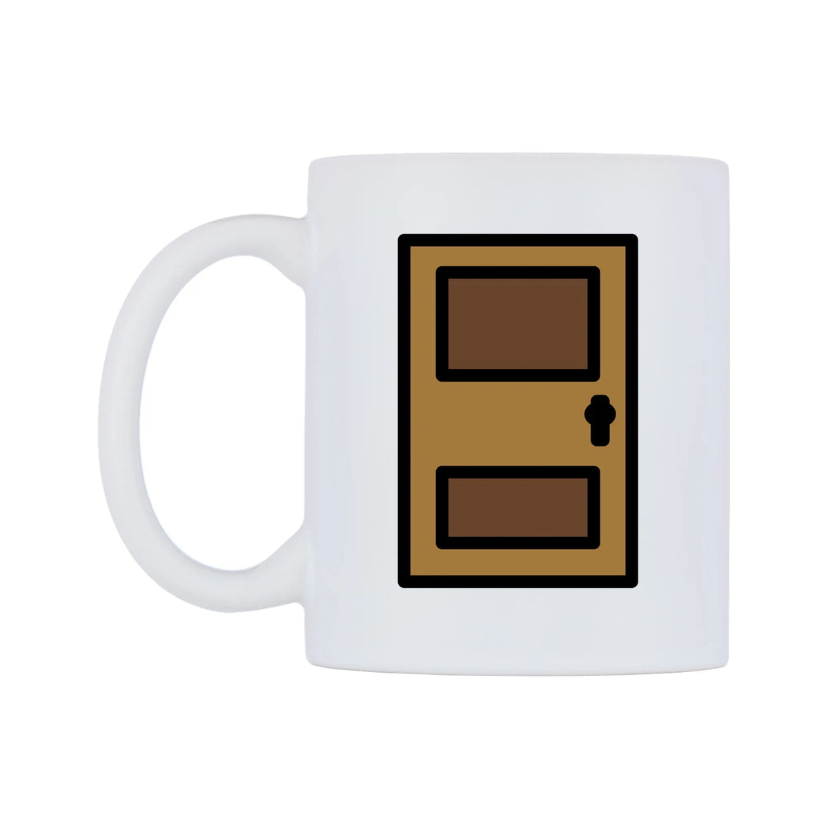 Door Emoji Mug — mug, right side, on a white background
