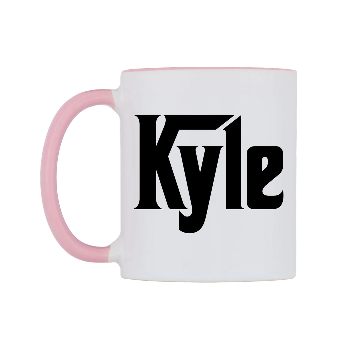 Kyle - Godfather Themed Mug — white 11oz gloss mug with a pink inside and handle, right side, on a white background